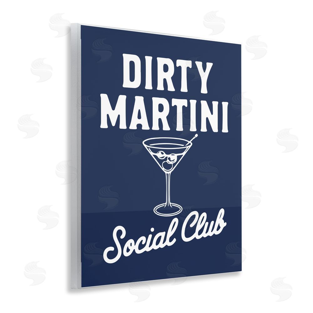 Lettered and Lined Retro Dirty Martini Club Wall Plaque Home Decor Art Print
