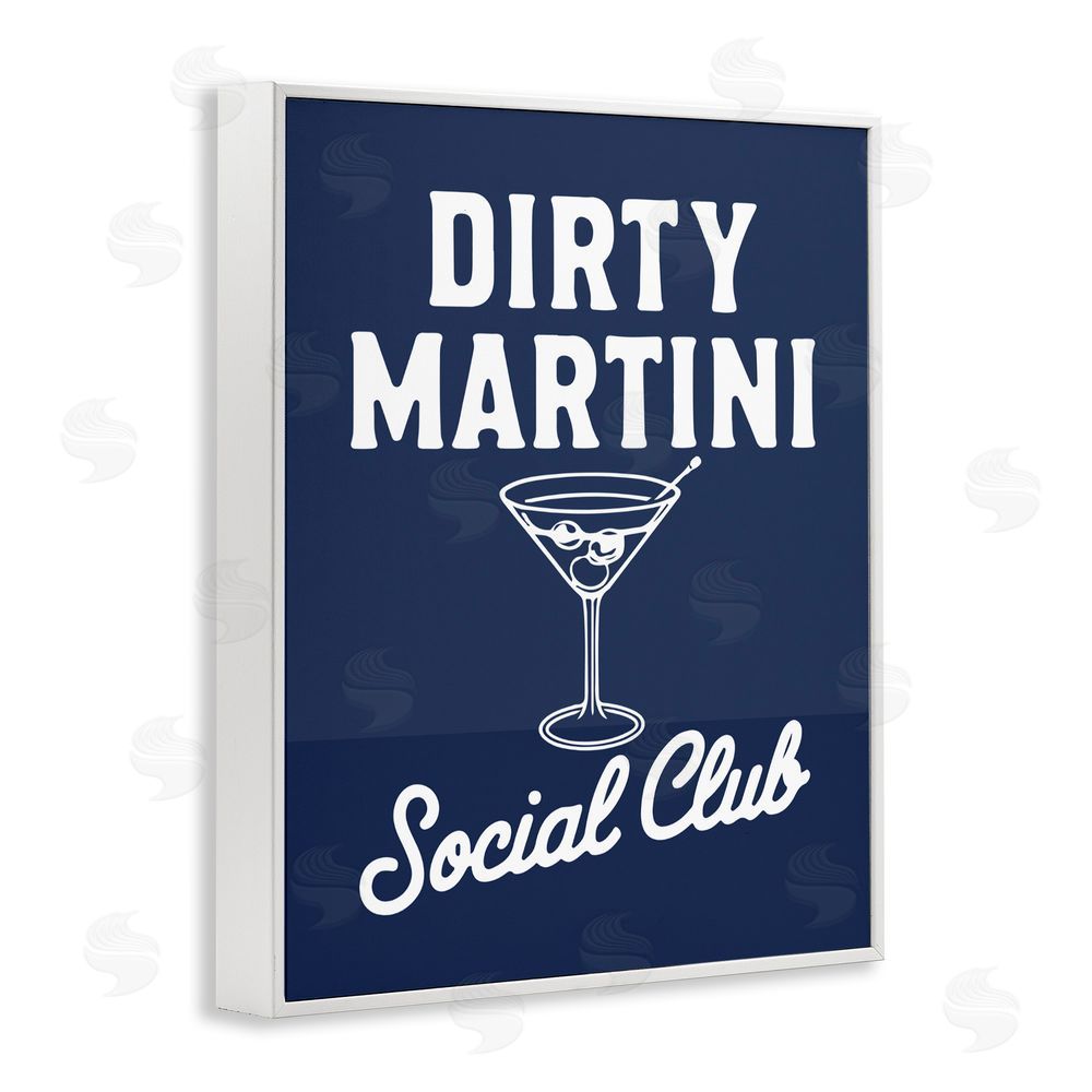 Lettered and Lined Retro Dirty Martini Club White Framed Giclee Wall Art