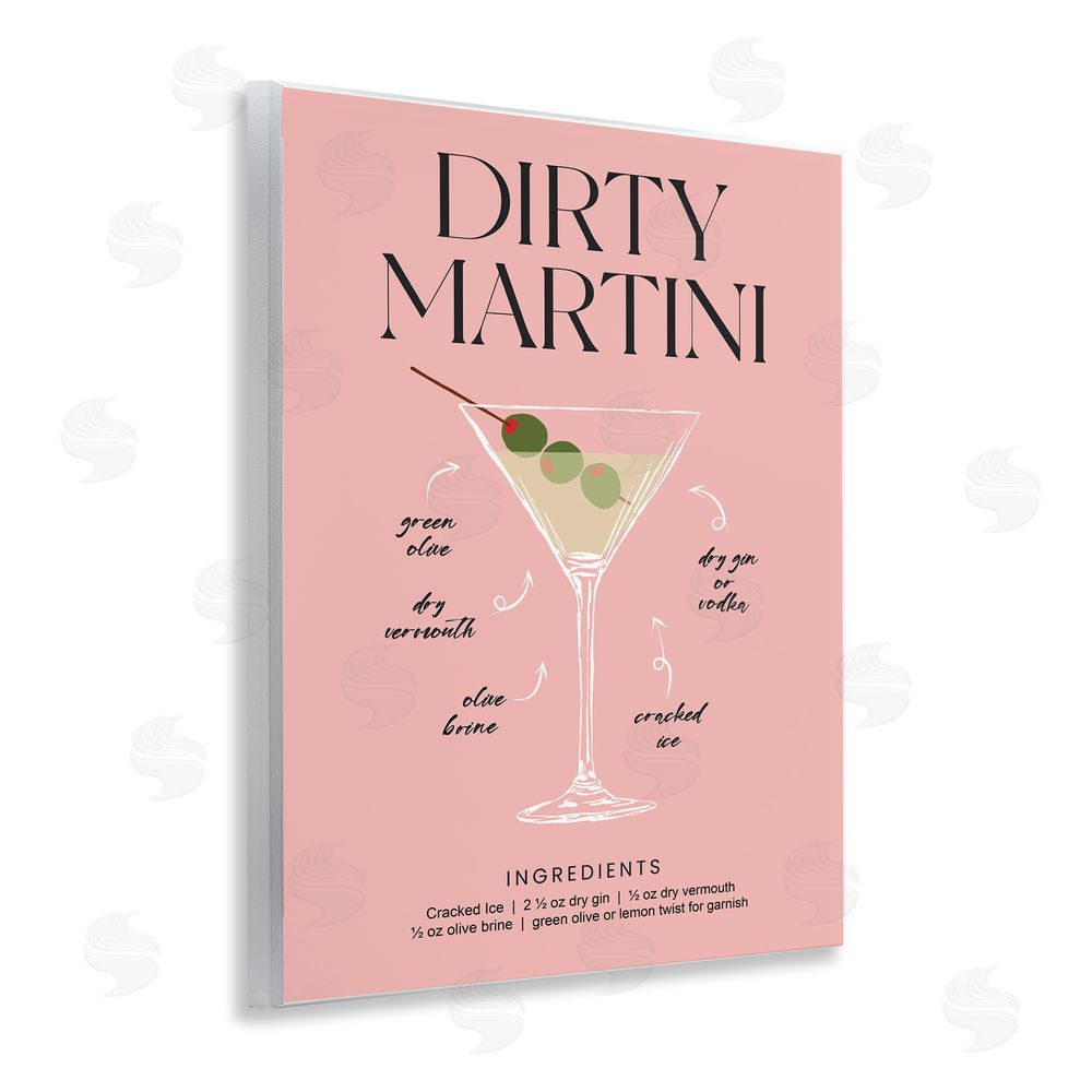 Lettered and Lined Dirty Martini Pink Recipe Wall Plaque Art Print