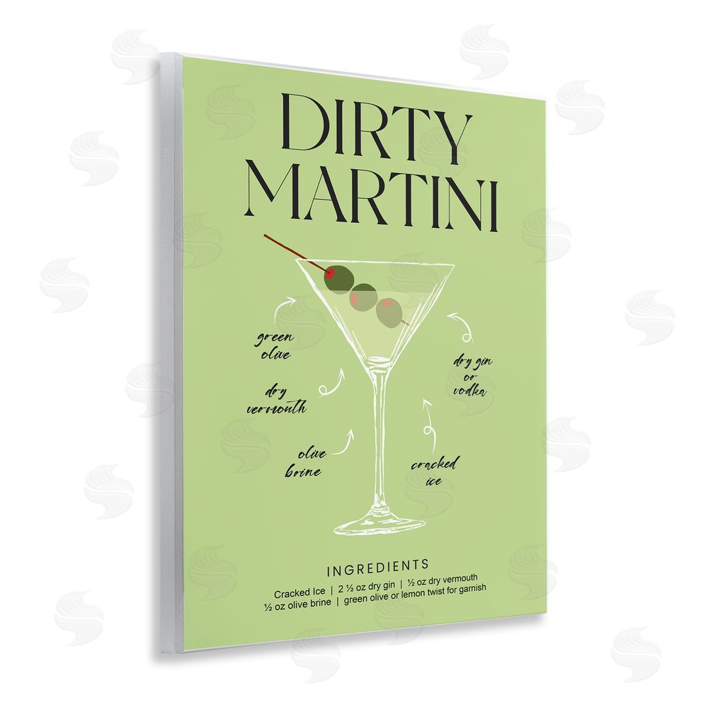 Lettered and Lined Dirty Martini Green Recipe Wall Plaque Art Print