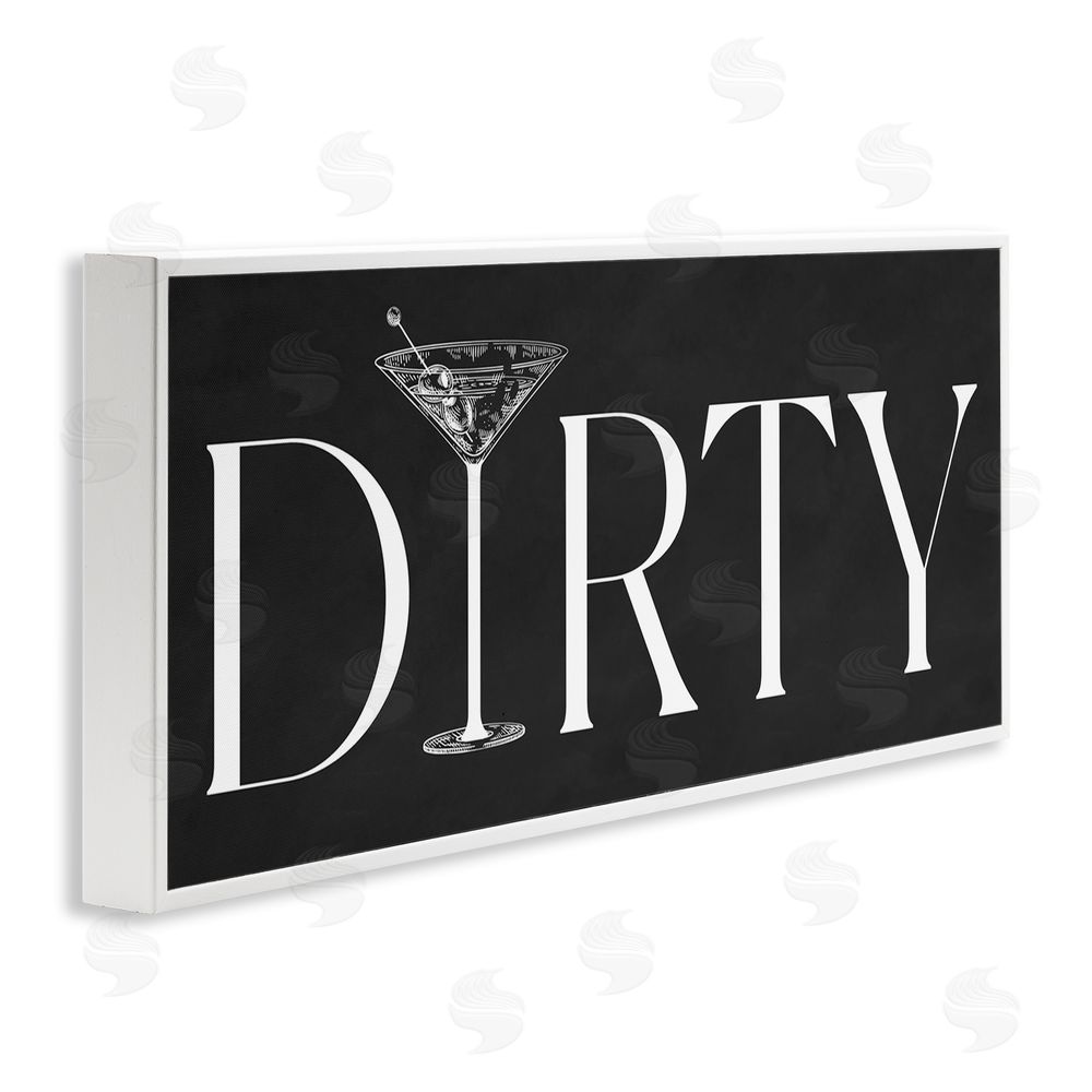 Lettered and Lined Dirty Martini with Chalkboard Lettering White Framed Giclee Wall Art Print