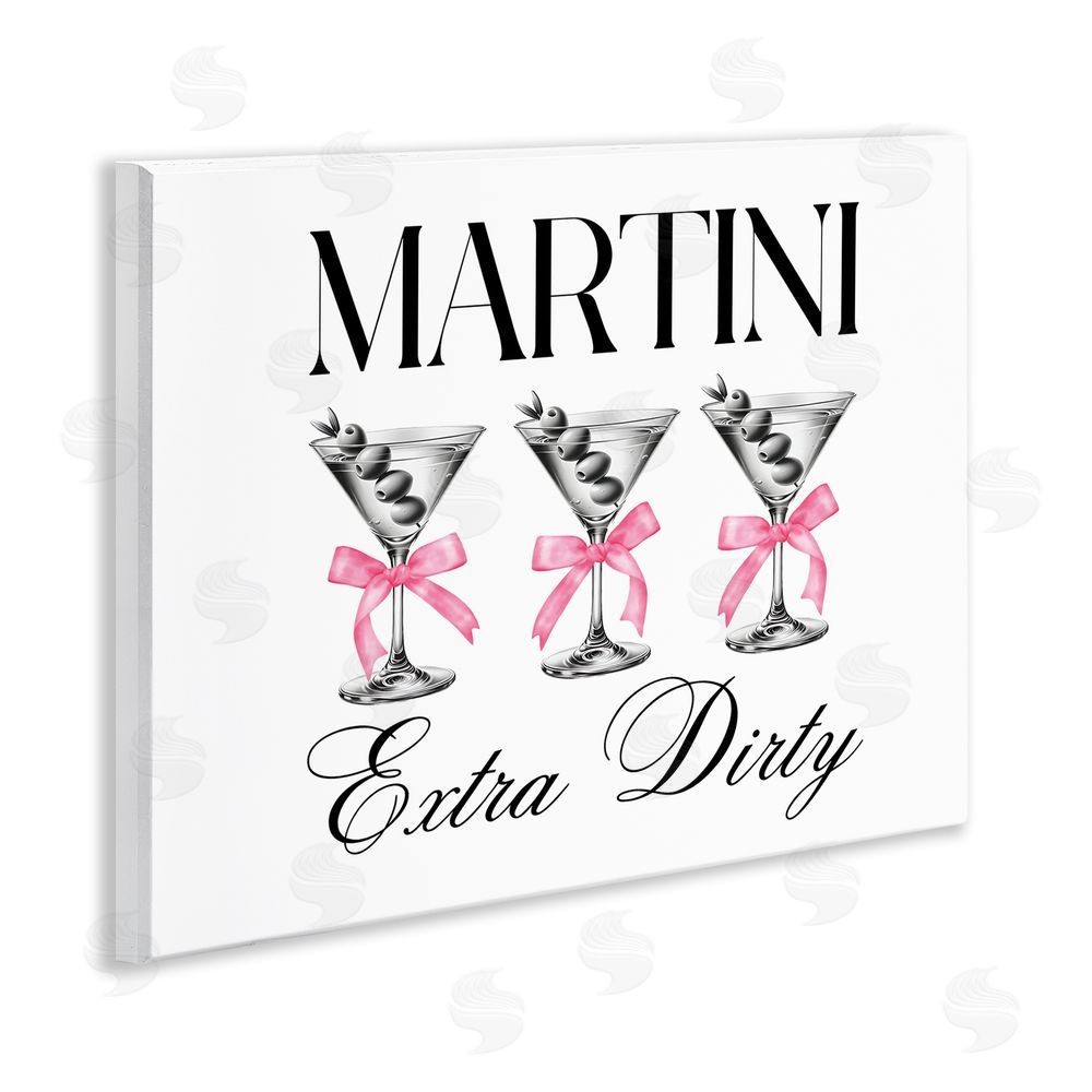 Lettered and Lined Pink Ribbon Martini Trio Wall Plaque Home Decor Art Print