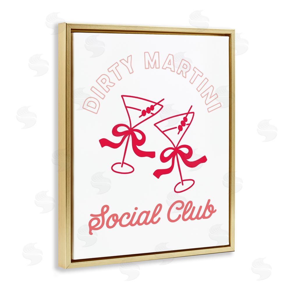 Lettered and Lined Pink Martini Social Club Gold Floating Framed Canvas Wall Art