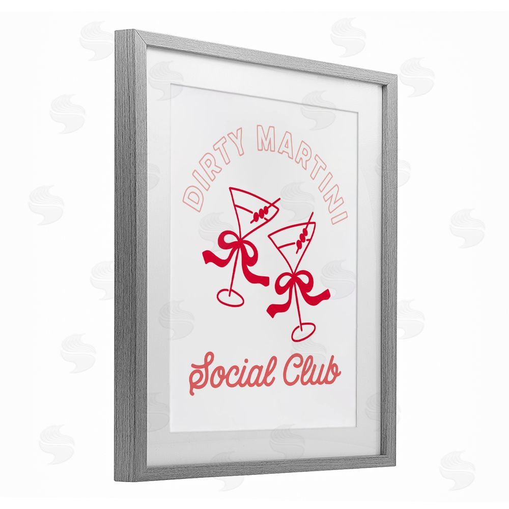 Lettered and Lined Pink Martini Social Club Gray Framed Print Under Glass Wall Art