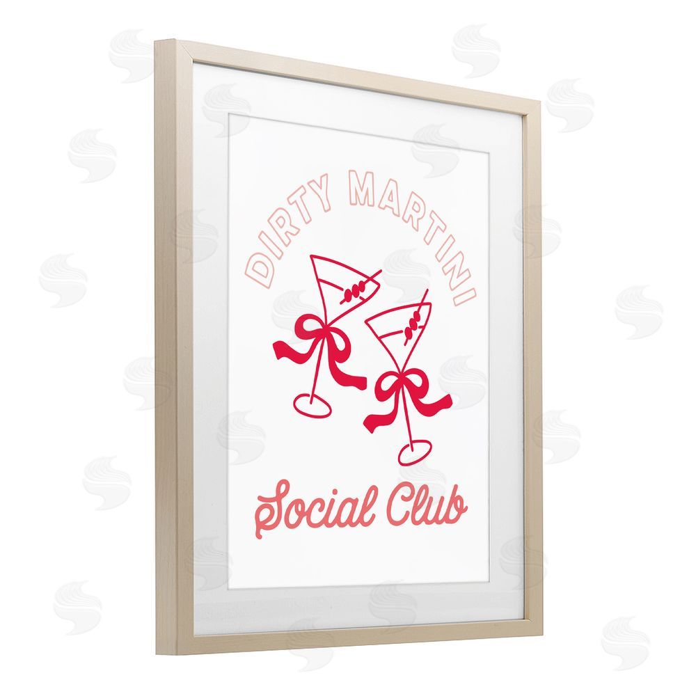 Lettered and Lined Pink Martini Social Club Brown Framed Print Under Glass Wall Art