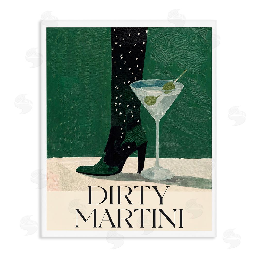 Lettered and Lined Dirty Martini Stylish Heel Stretched Canvas Wall Art