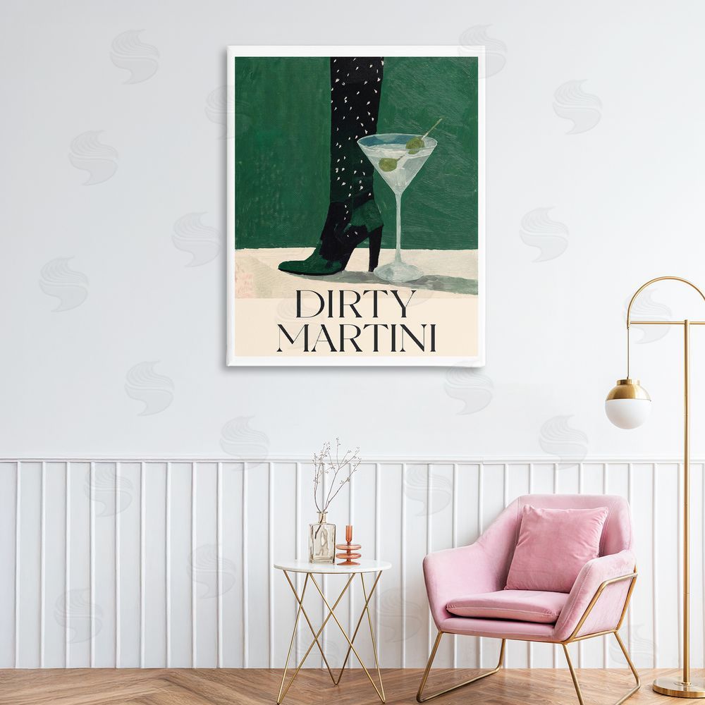 Lettered and Lined Dirty Martini Stylish Heel Stretched Canvas Wall Art in Room