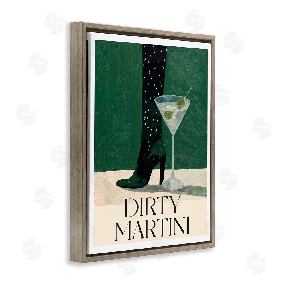 Lettered and Lined Dirty Martini Stylish Heel Brown Floating Frame Canvas Wall Art Print