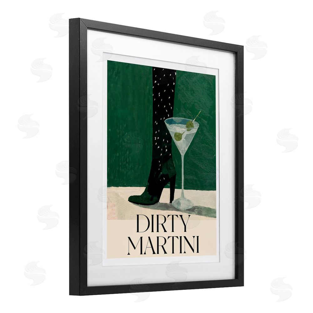 Lettered and Lined Dirty Martini Stylish Heel Black Framed Print Under Glass Wall Art