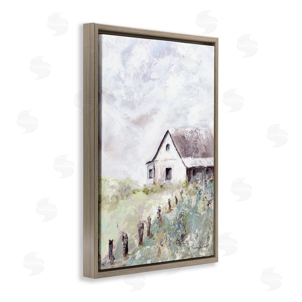 Kelley Talent Barnyard in Morning Light Brown Floating Frame Canvas Wall Art Print