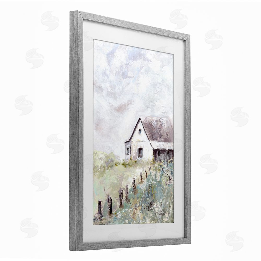 Kelley Talent Barnyard in Morning Light Gray Framed Print Under Glass Wall Art