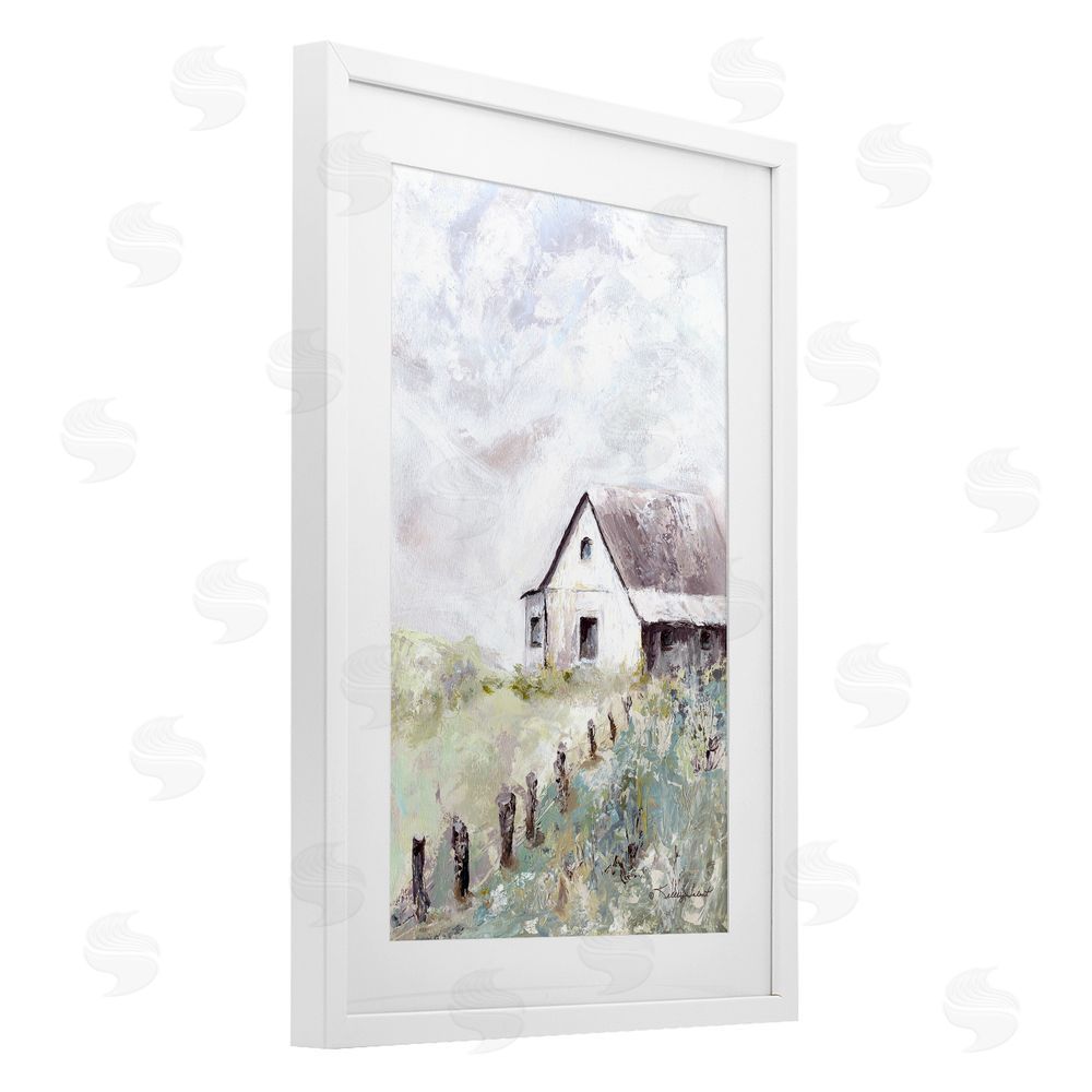 Kelley Talent Barnyard in Morning Light White Framed Print Under Glass Wall Art