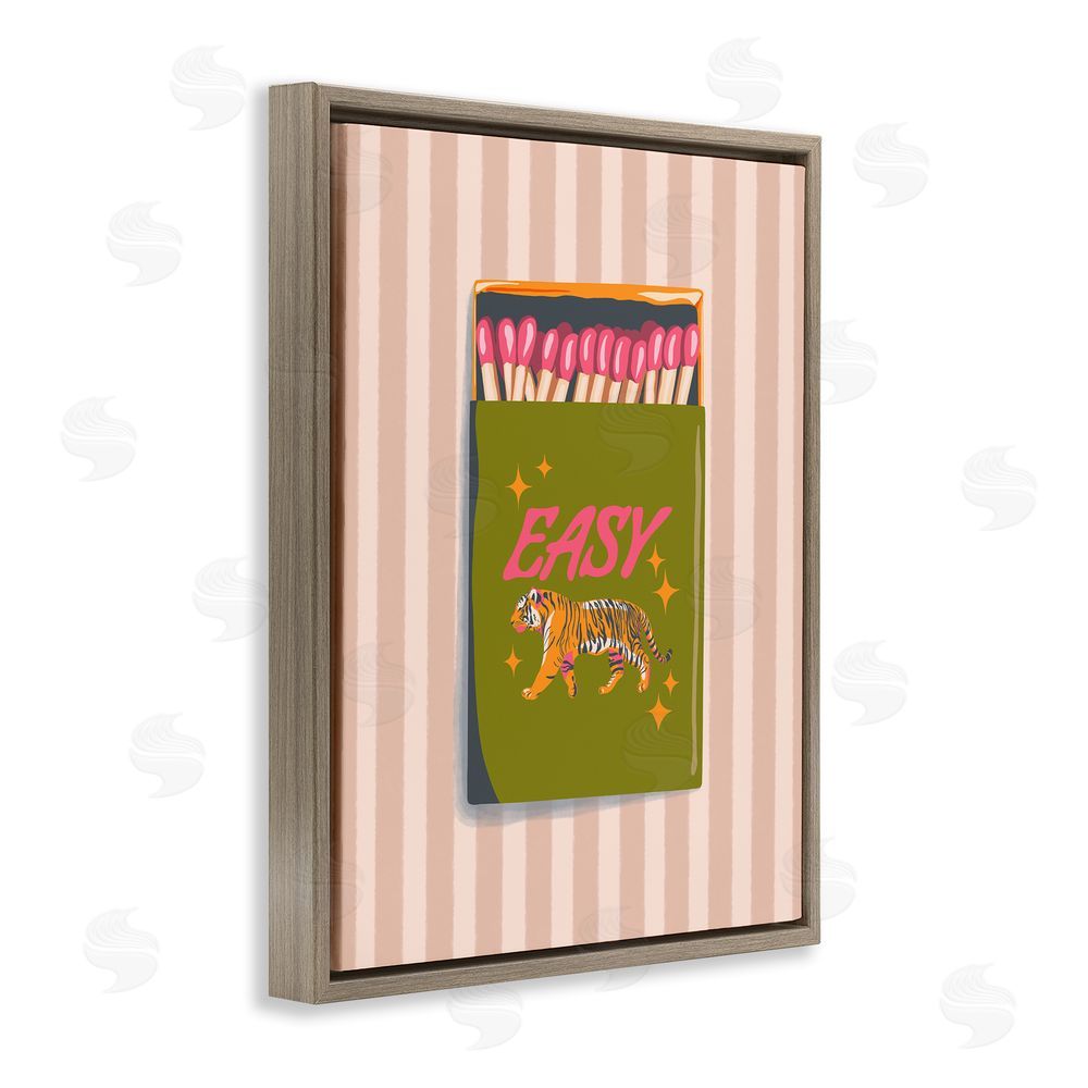 Elyse Anastacia Easy Tiger Retro Matches Brown Floating Frame Canvas Wall Art Print