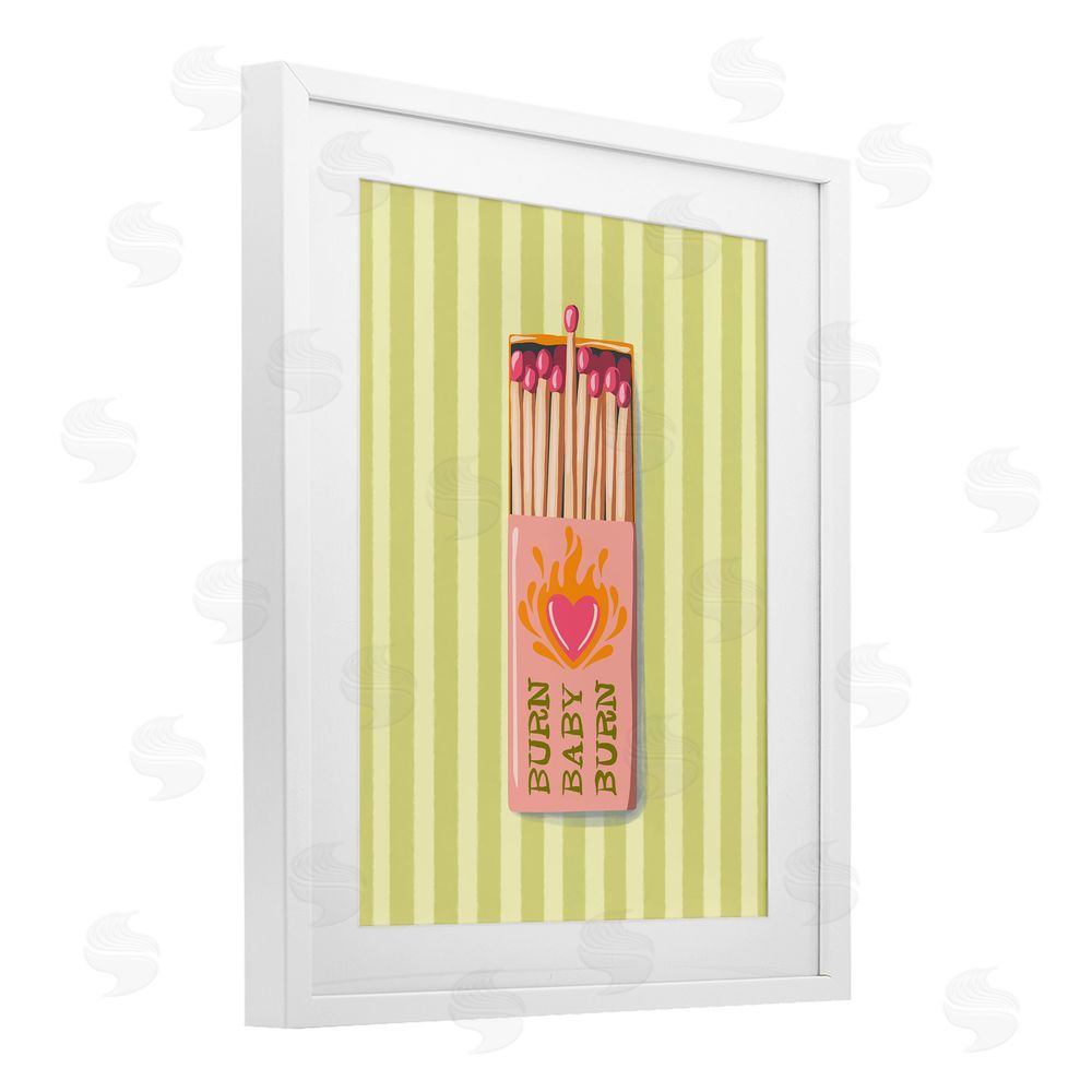 Elyse Anastacia Burn Baby Matches White Framed Print Under Glass Wall Art