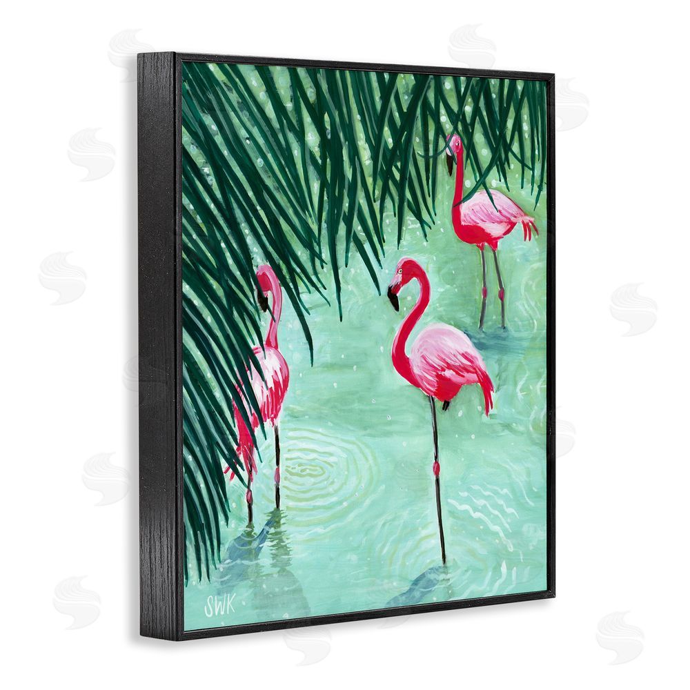 Sarah Waldron Kimball Shallow Flamingo Pond Black Framed Giclee Wall Art Print