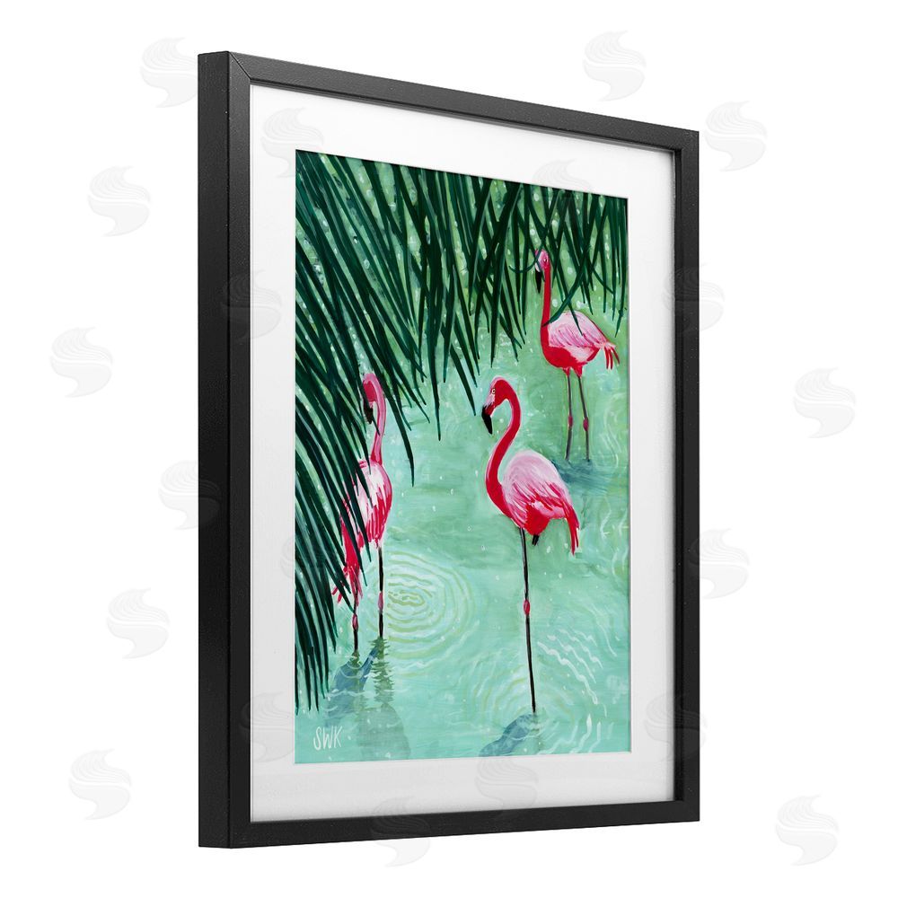 Sarah Waldron Kimball Shallow Flamingo Pond Black Framed Print Under Glass Wall Art