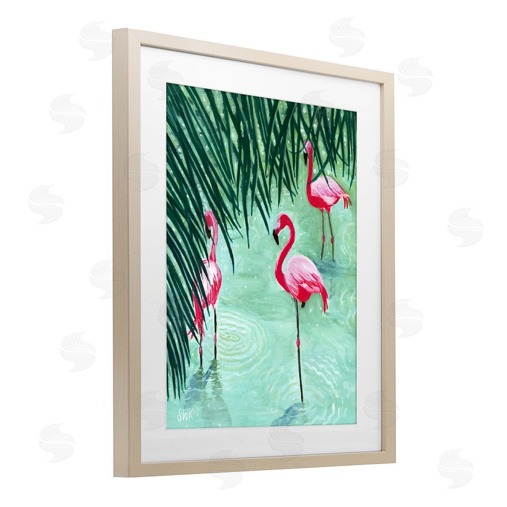 Sarah Waldron Kimball Shallow Flamingo Pond Brown Framed Print Under Glass Wall Art