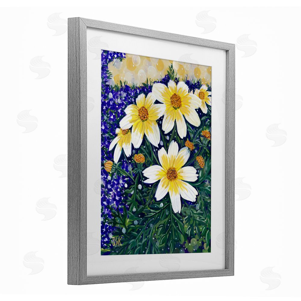 Sarah Waldron Kimball Summer Garden Cosmos Gray Framed Print Under Glass Wall Art