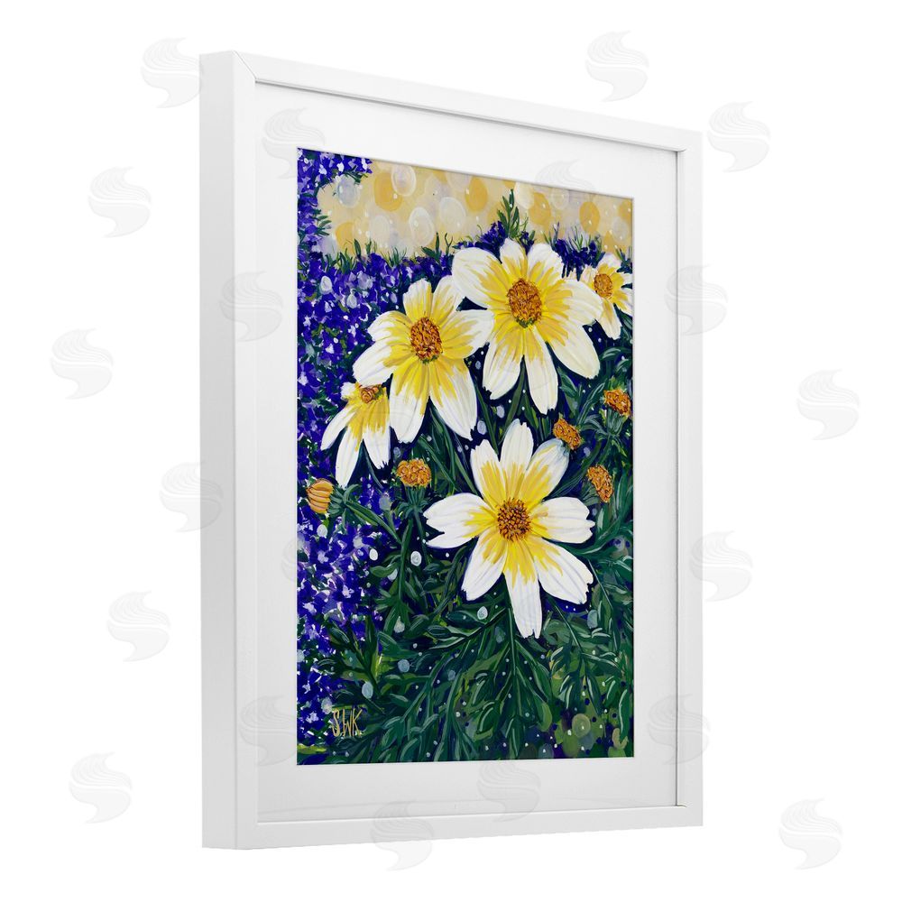 Sarah Waldron Kimball Summer Garden Cosmos White Framed Print Under Glass Wall Art