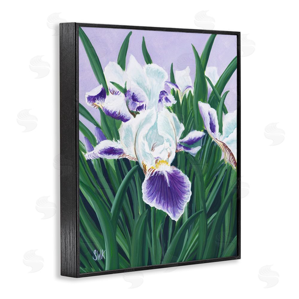 Sarah Waldron Kimball Purple & White Irises Black Framed Giclee Wall Art Print