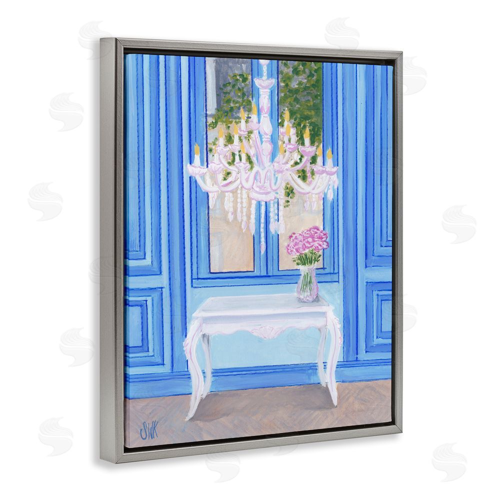 Sarah Waldron Kimball French Window Architecture Gray Floating Frame Canvas Wall Art Print