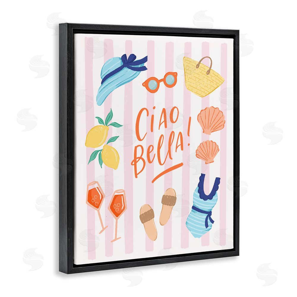 Sandra Picco Summer Ciao Bella Black Floating Frame Canvas Wall Art Print