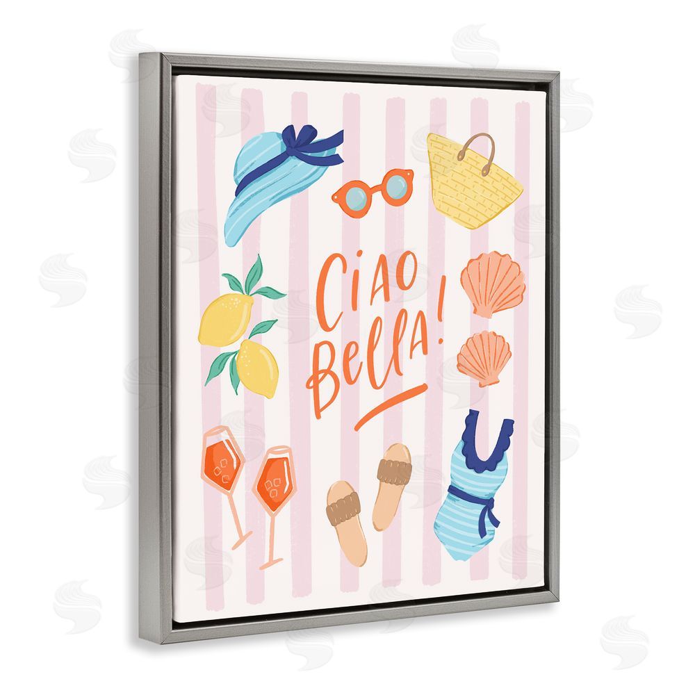 Sandra Picco Summer Ciao Bella Gray Floating Frame Canvas Wall Art Print