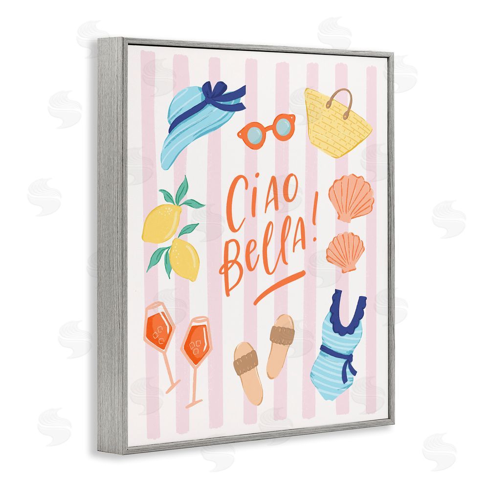 Sandra Picco Summer Ciao Bella Gray Framed Giclee Wall Art Print