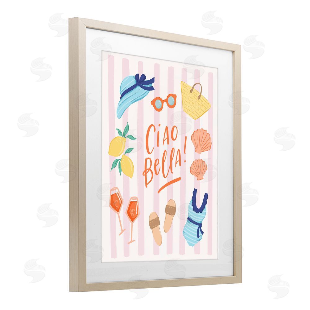 Sandra Picco Summer Ciao Bella Brown Framed Print Under Glass Wall Art