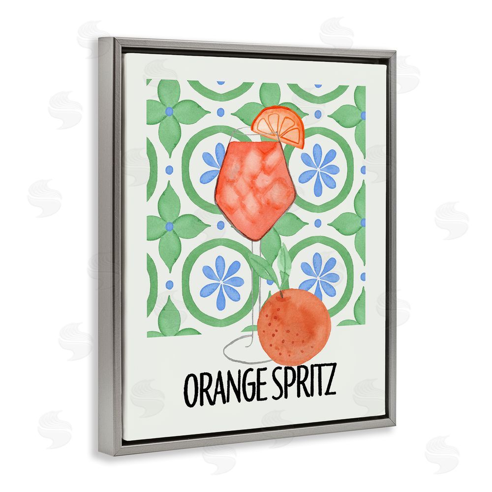 Nina Jacobs Orange Spritz On My Mind Gray Floating Frame Canvas Wall Art Print