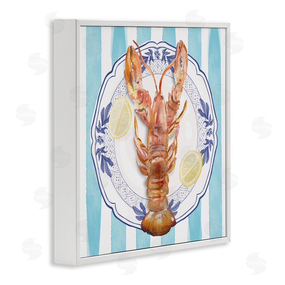 Christie Adams Lobster Seafood Plate White Framed Giclee Wall Art Print
