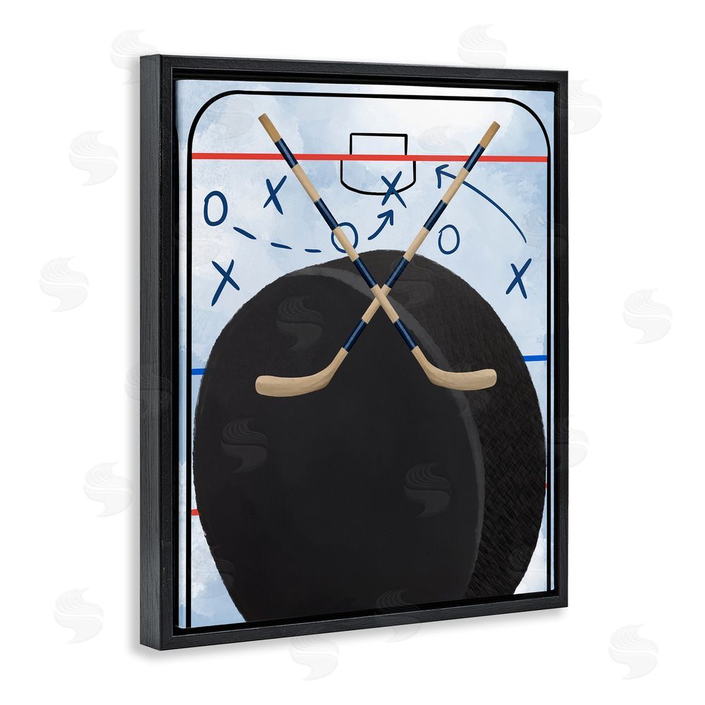 Jennifer Stith Hockey Rink Tactics Black Floating Frame Canvas Wall Art Print