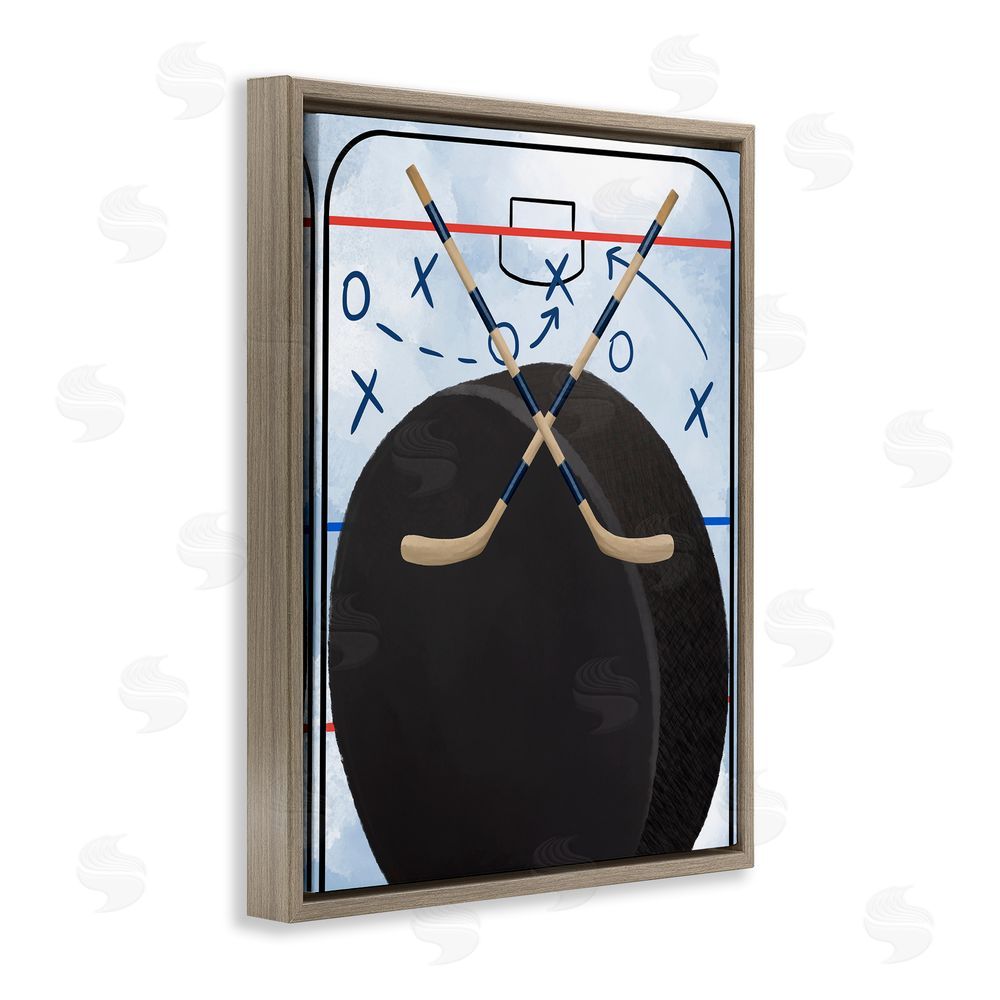 Jennifer Stith Hockey Rink Tactics Brown Floating Frame Canvas Wall Art Print