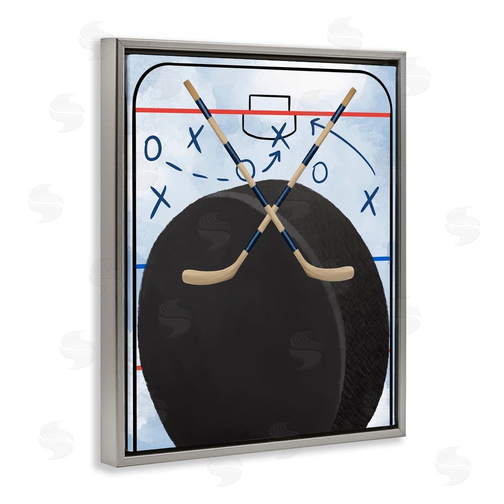 Jennifer Stith Hockey Rink Tactics Gray Floating Frame Canvas Wall Art Print