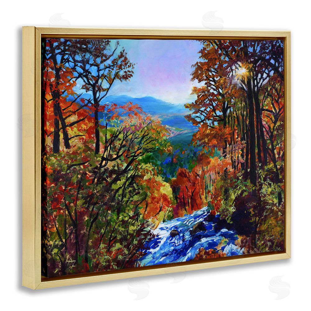 Lee Ann Zirbes Mountain Top Mosaic Gold Floating Frame Canvas Wall Art Print