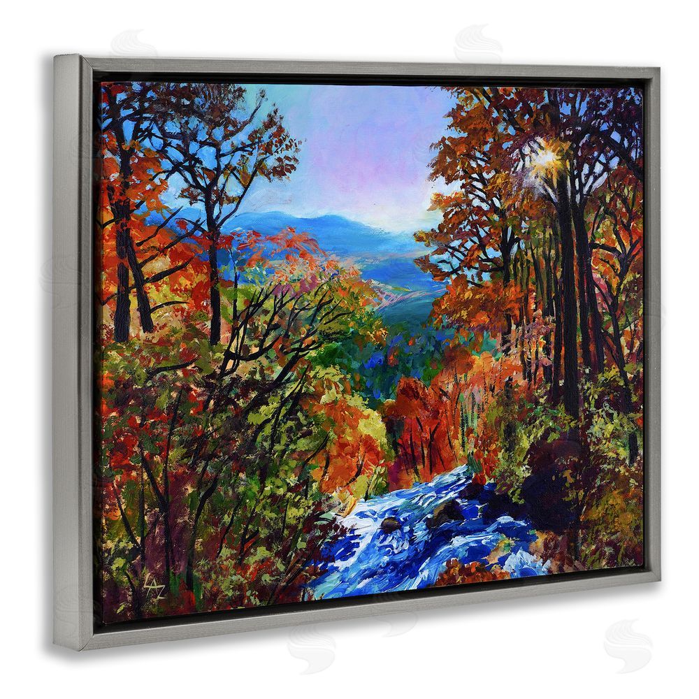 Lee Ann Zirbes Mountain Top Mosaic Gray Floating Frame Canvas Wall Art Print