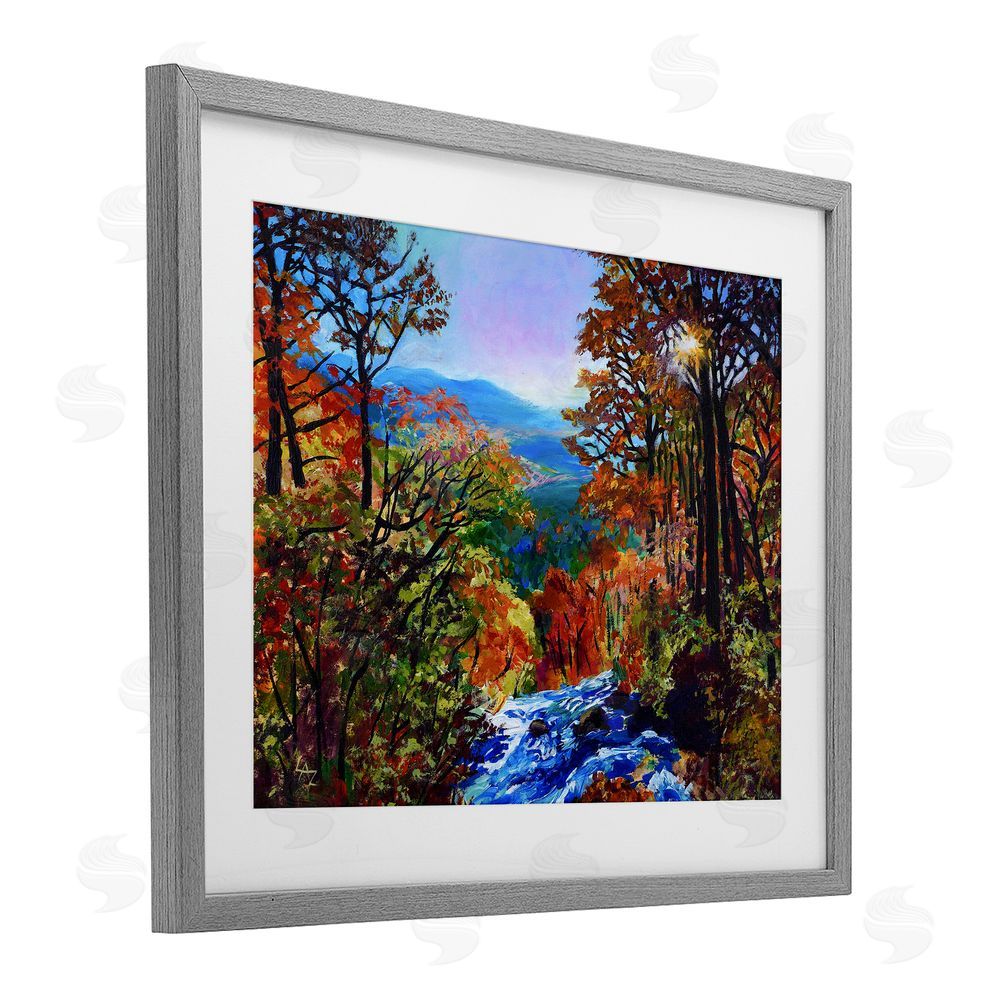 Lee Ann Zirbes Mountain Top Mosaic Gray Framed Print Under Glass with White Mat Wall Art