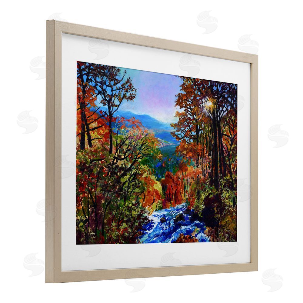Lee Ann Zirbes Mountain Top Mosaic Birch Framed Print Under Glass with White Mat Wall Art