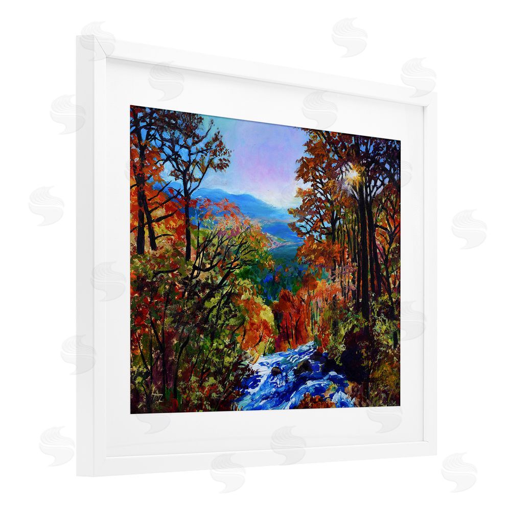 Lee Ann Zirbes Mountain Top Mosaic White Framed Print Under Glass with Mat Wall Art