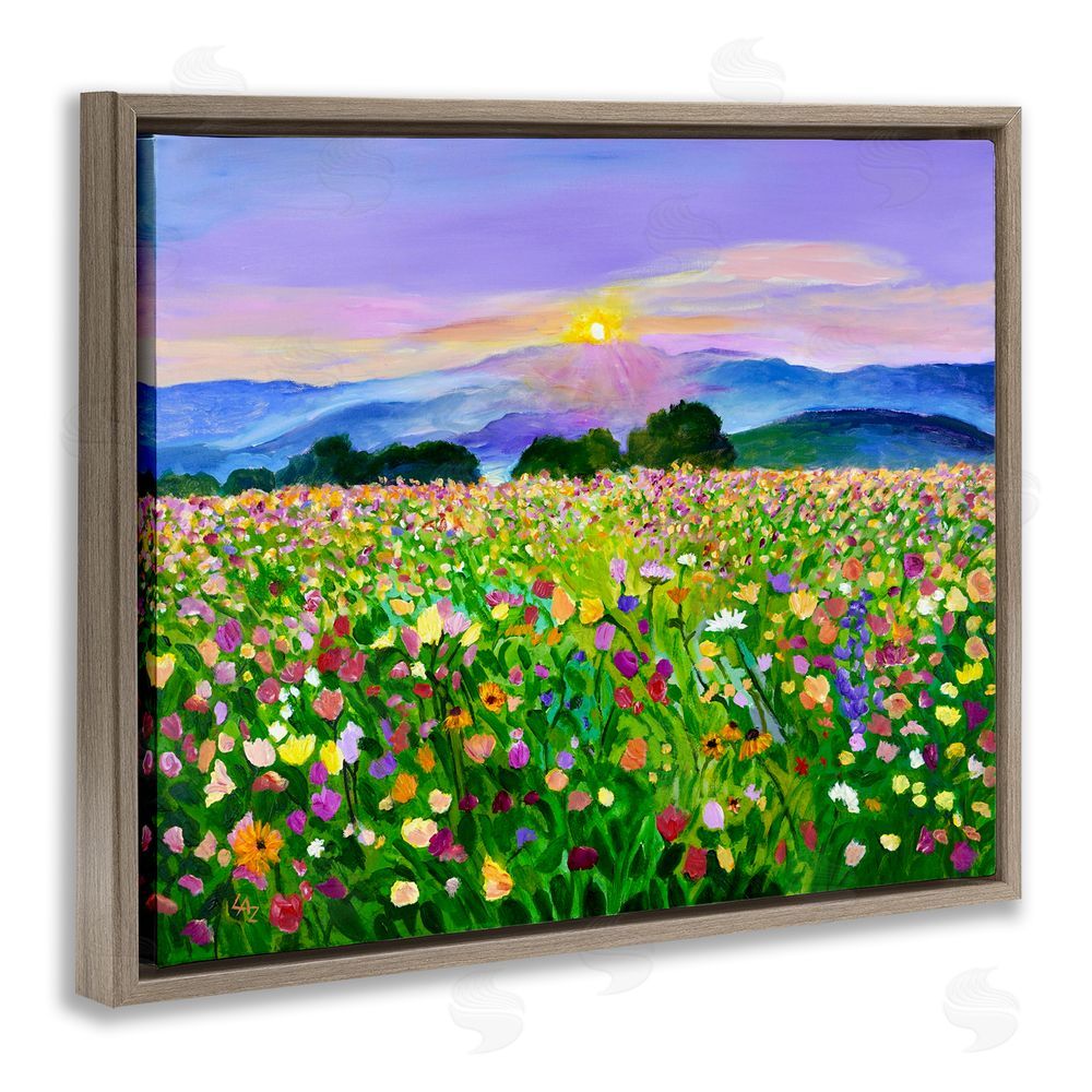 Lee Ann Zirbes Candy Colored Blooms Brown Floating Frame Canvas Wall Art Print