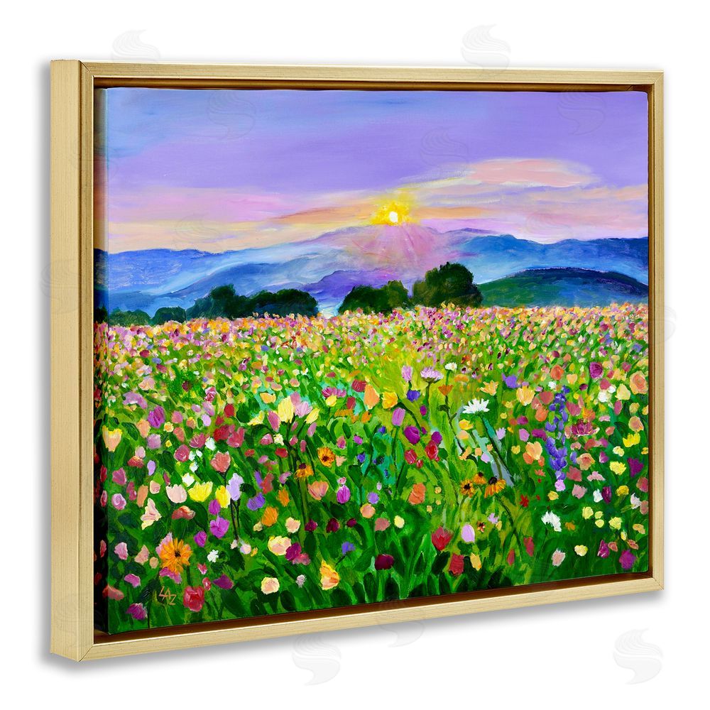 Lee Ann Zirbes Candy Colored Blooms Gold Floating Frame Canvas Wall Art Print
