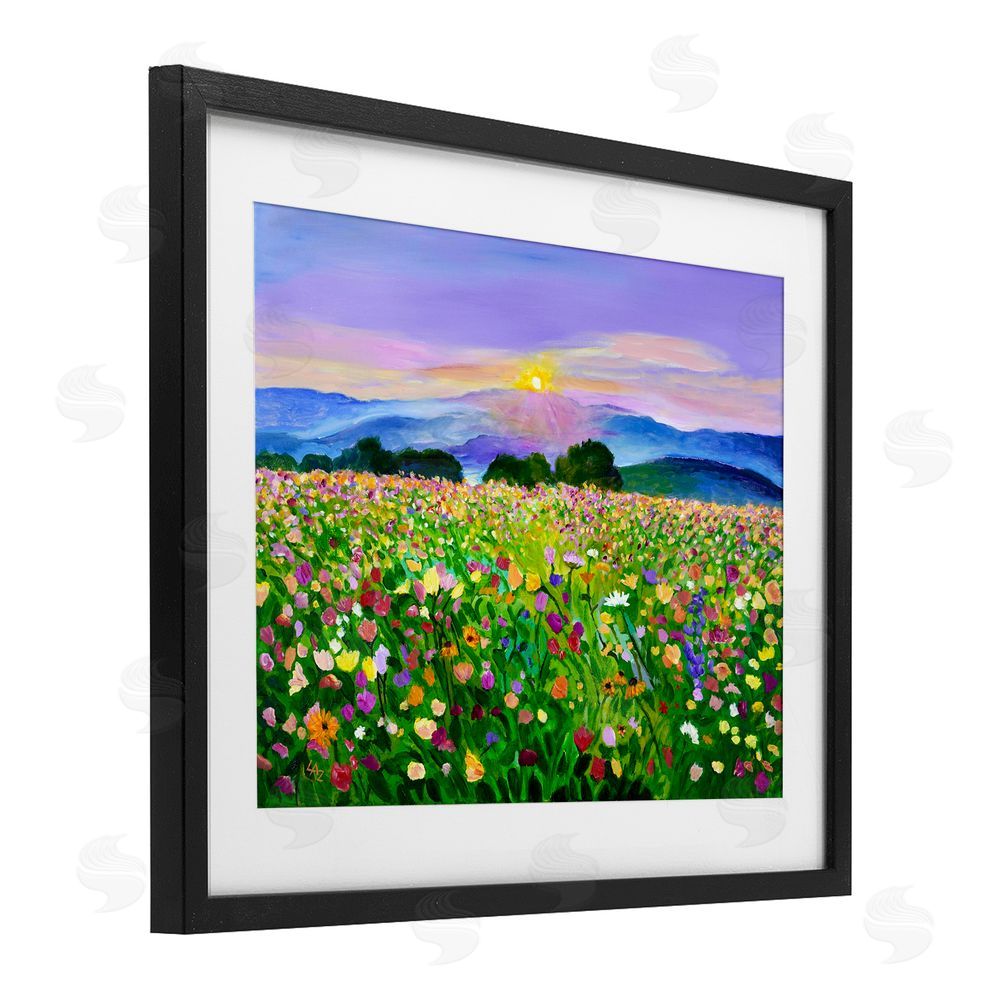 Lee Ann Zirbes Candy Colored Blooms Black Framed Print Under Glass with White Mat Wall Art