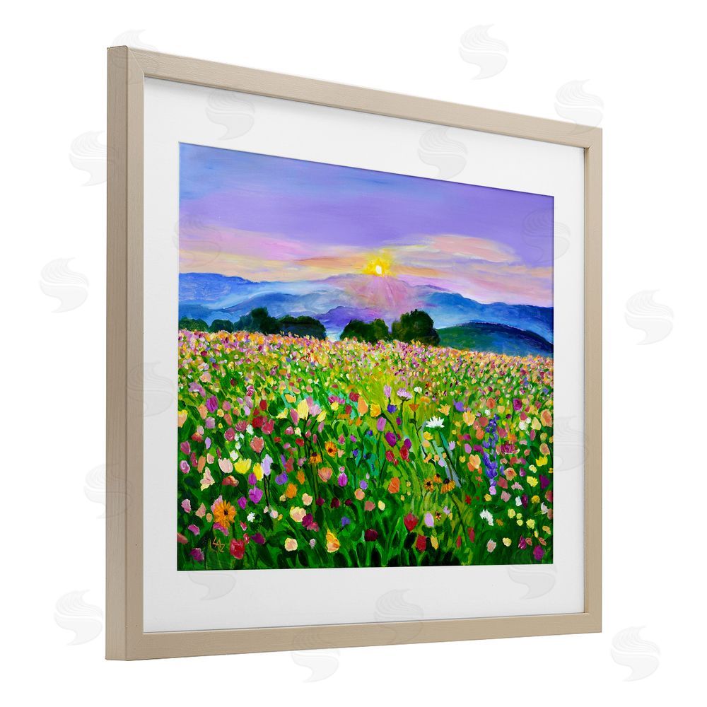 Lee Ann Zirbes Candy Colored Blooms Birch Framed Print Under Glass with White Mat Wall Art