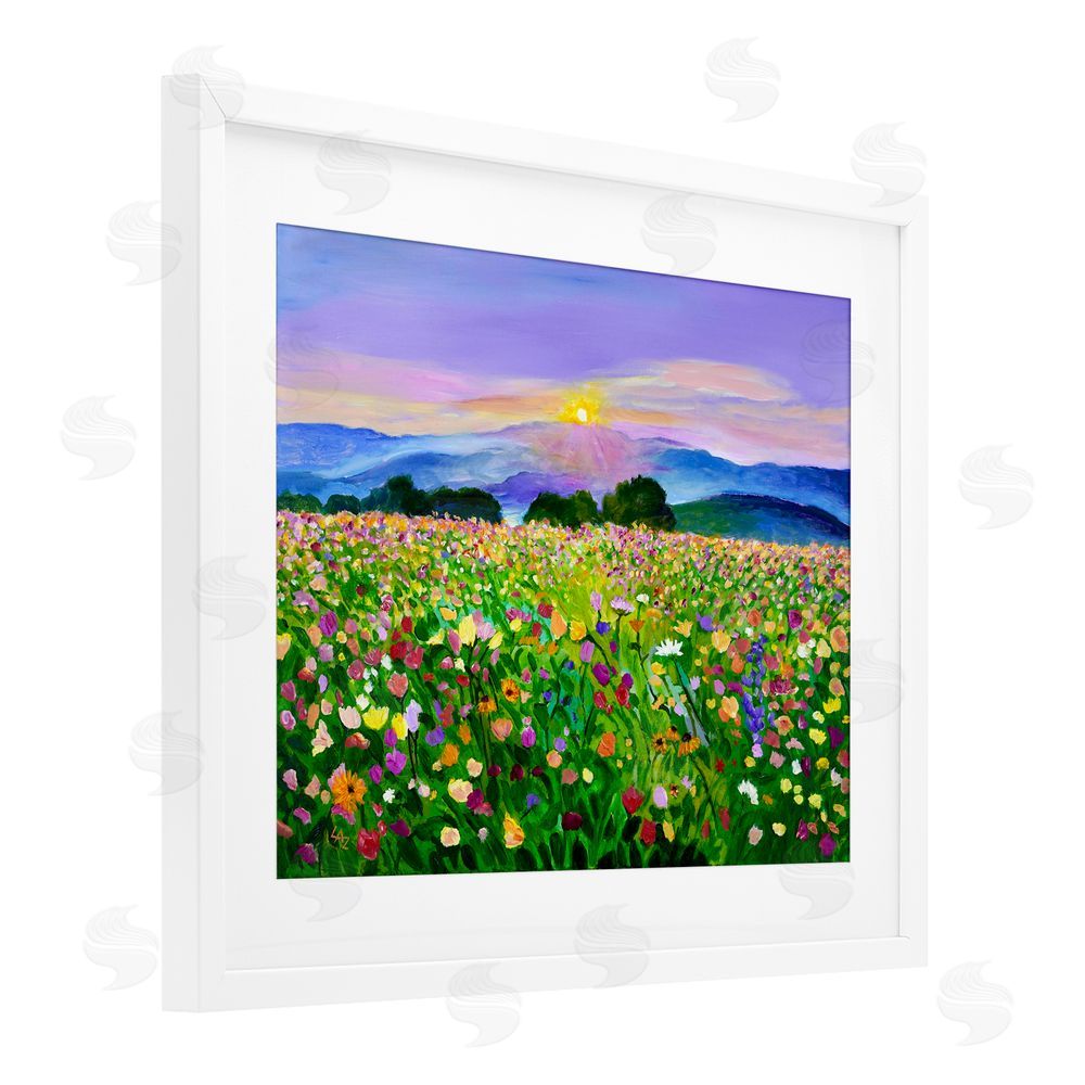 Lee Ann Zirbes Candy Colored Blooms White Framed Print Under Glass with Mat Wall Art