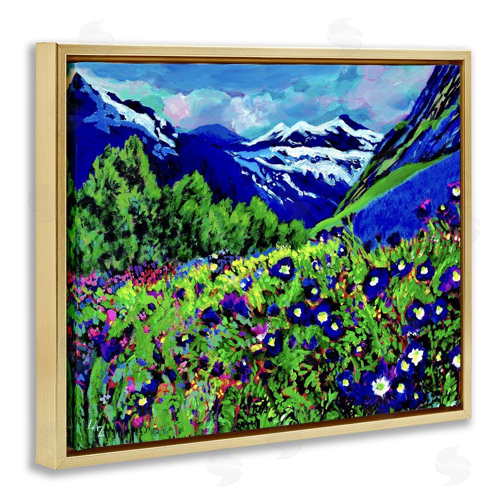 Lee Ann Zirbes Memory Mountain Valley Gold Floating Frame Canvas Wall Art Print
