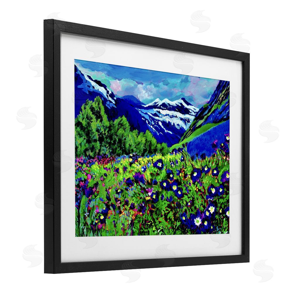 Lee Ann Zirbes Memory Mountain Valley Black Framed Print Under Glass with White Mat Wall Art