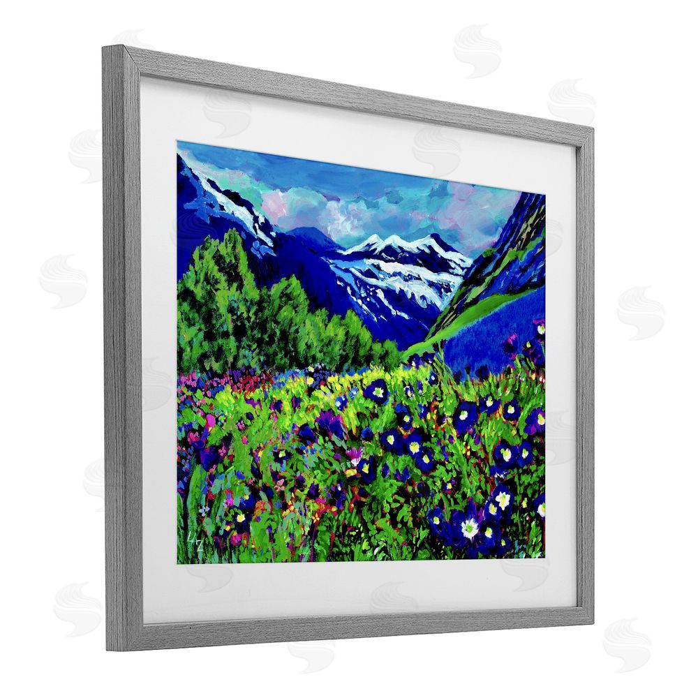 Lee Ann Zirbes Memory Mountain Valley Gray Framed Print Under Glass with White Mat Wall Art