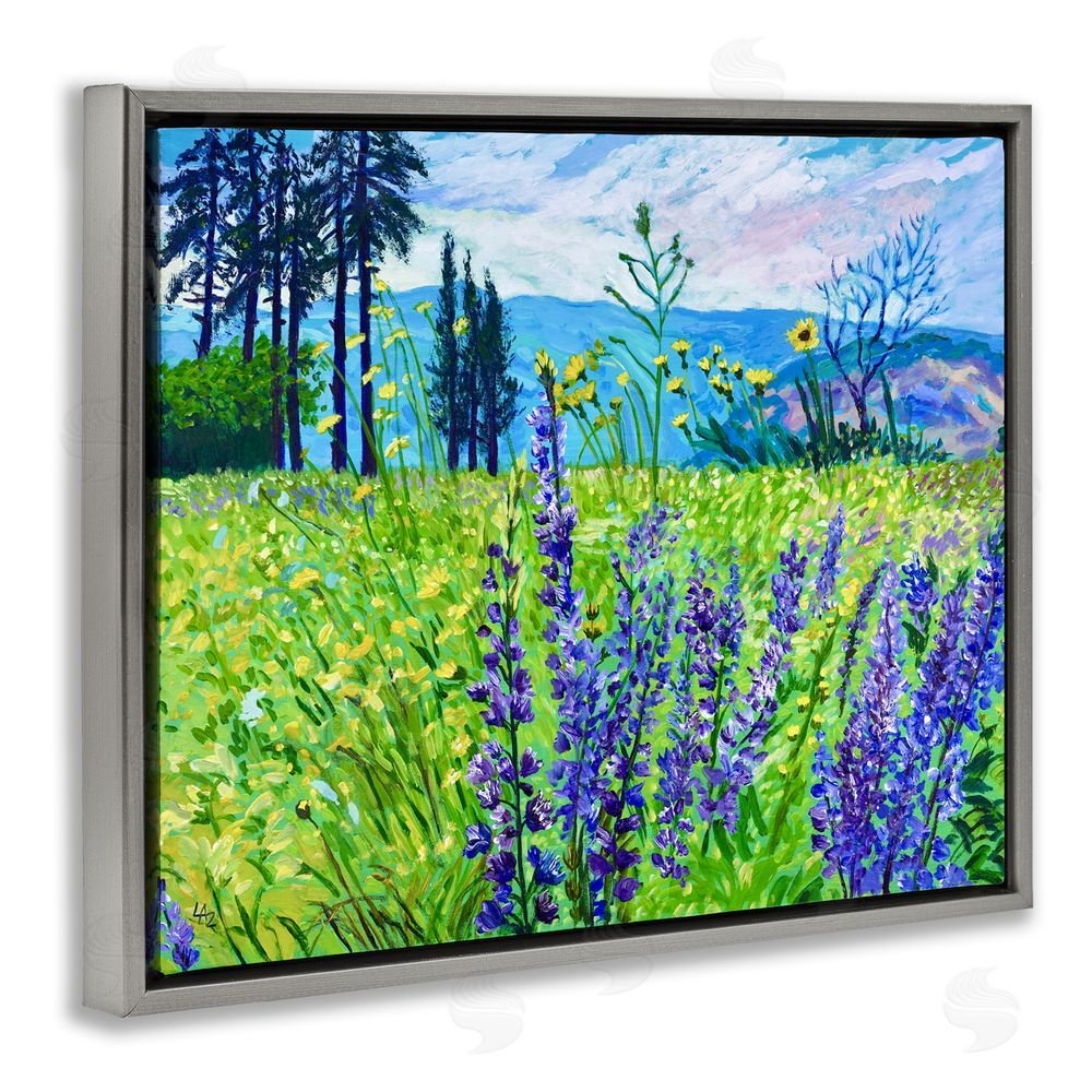 Lee Ann Zirbes Vibrant Elevation Blooms Gray Floating Frame Canvas Wall Art Print