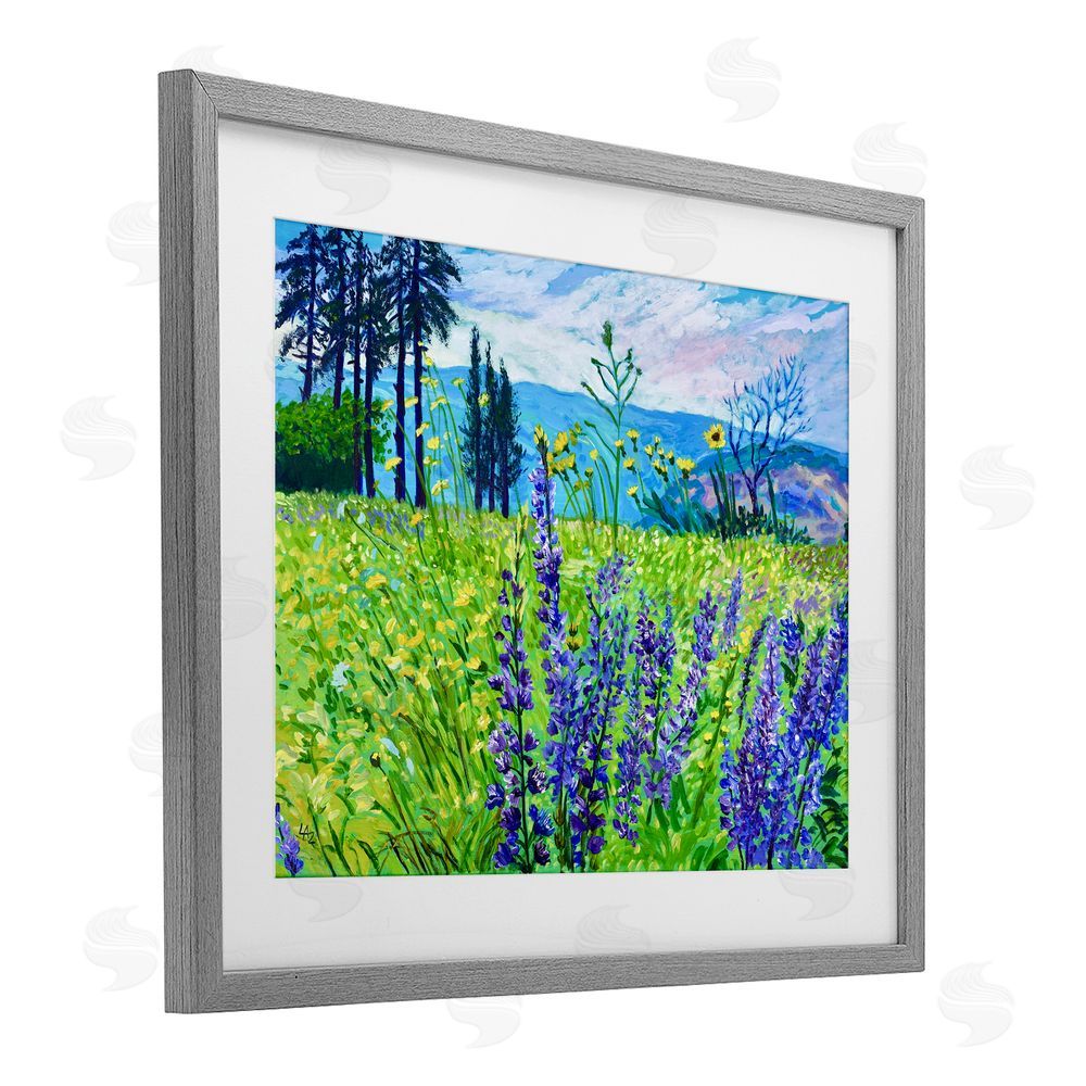 Lee Ann Zirbes Vibrant Elevation Blooms Gray Framed Print Under Glass with White Mat Wall Art