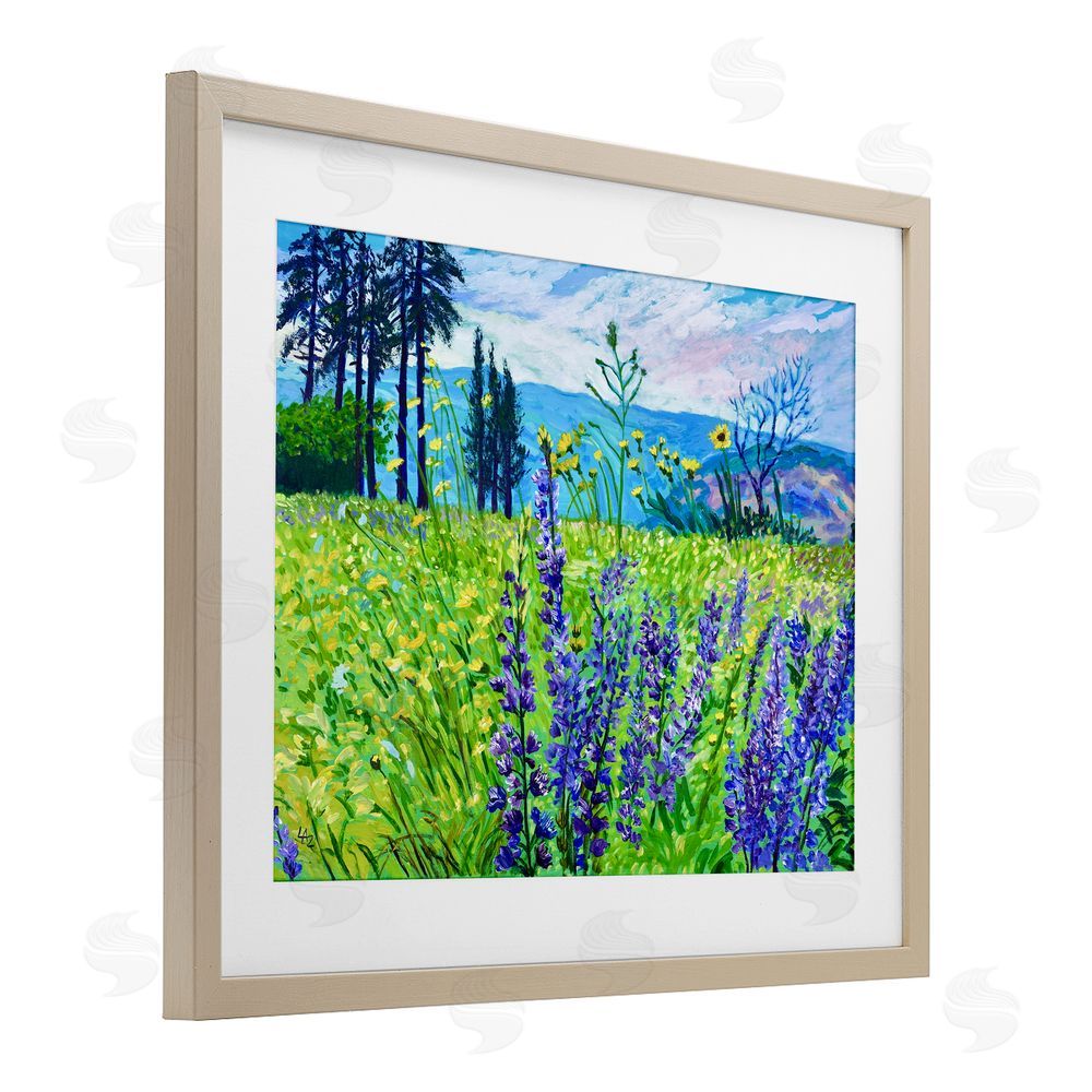 Lee Ann Zirbes Vibrant Elevation Blooms Birch Framed Print Under Glass with White Mat Wall Art
